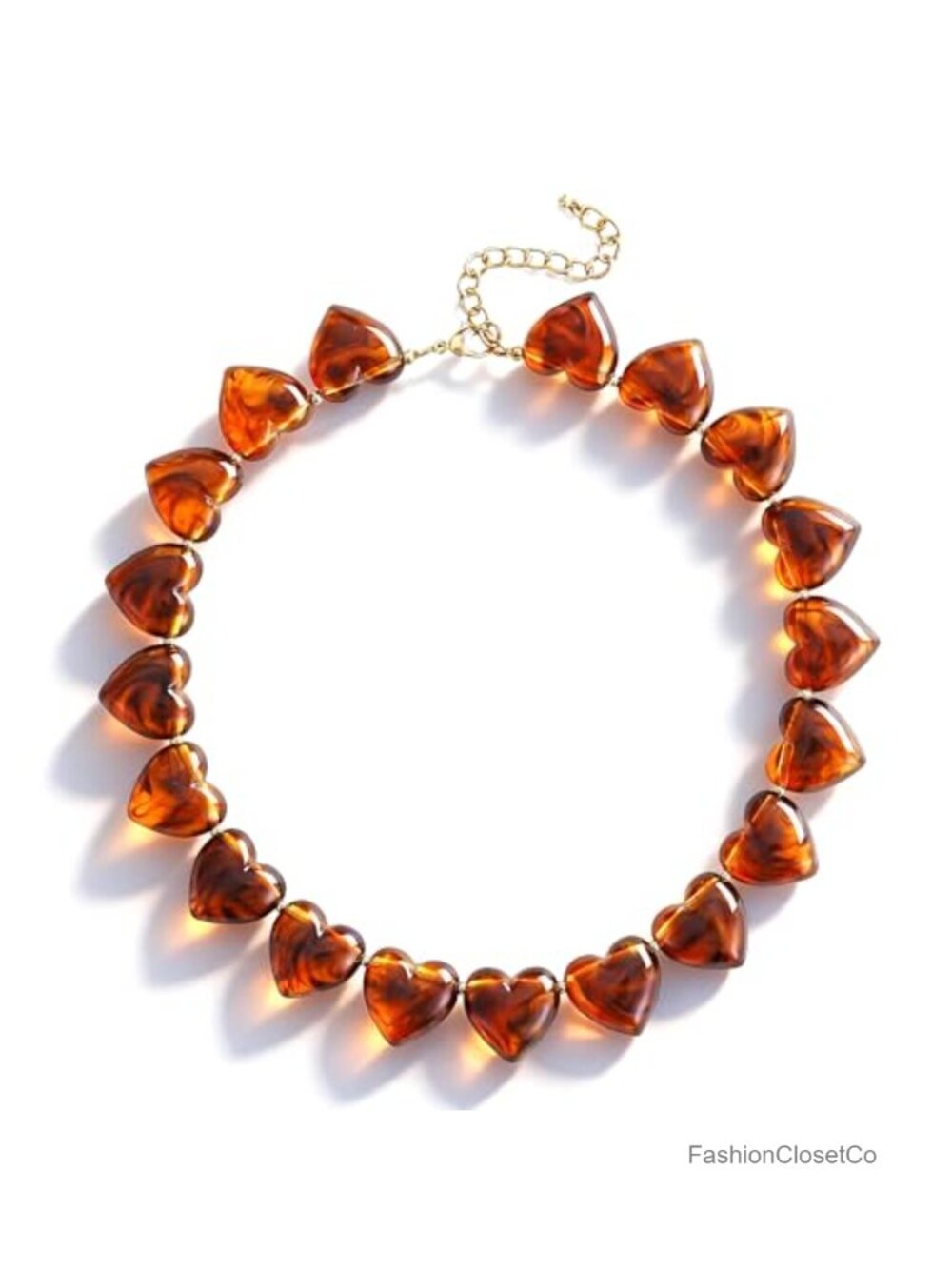 YUJIE Resin Heart Necklace Adjustable Chunky Beads Choker Retro Statement